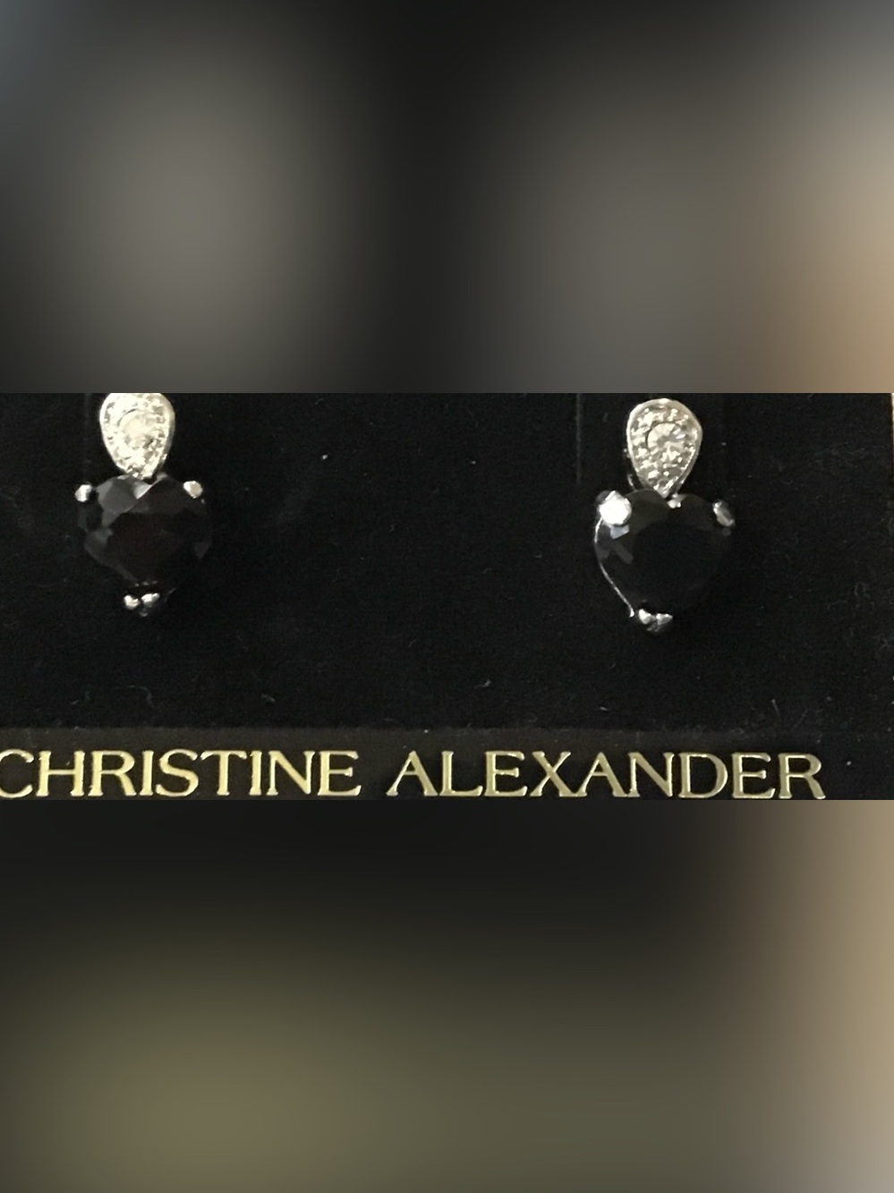 New dangle crystal earrings pierced silvertone rhinestones Christine Alexander